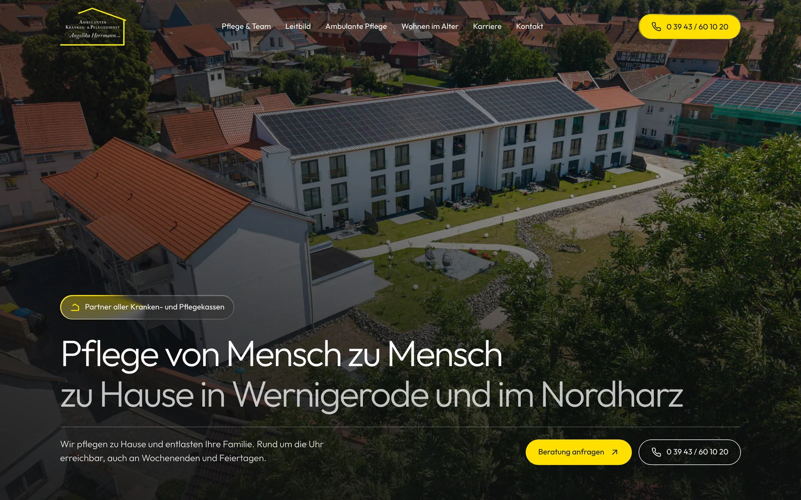 Startseite der Website von Pflegedienst Angelika Herrmann